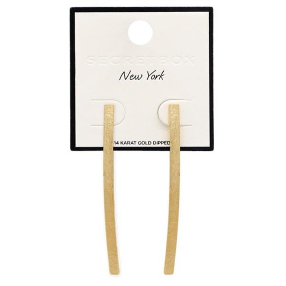 SECRET BOX NEW YORK 14K GOLD DIPPED METAL EARRING (R) - Picture 1 of 1